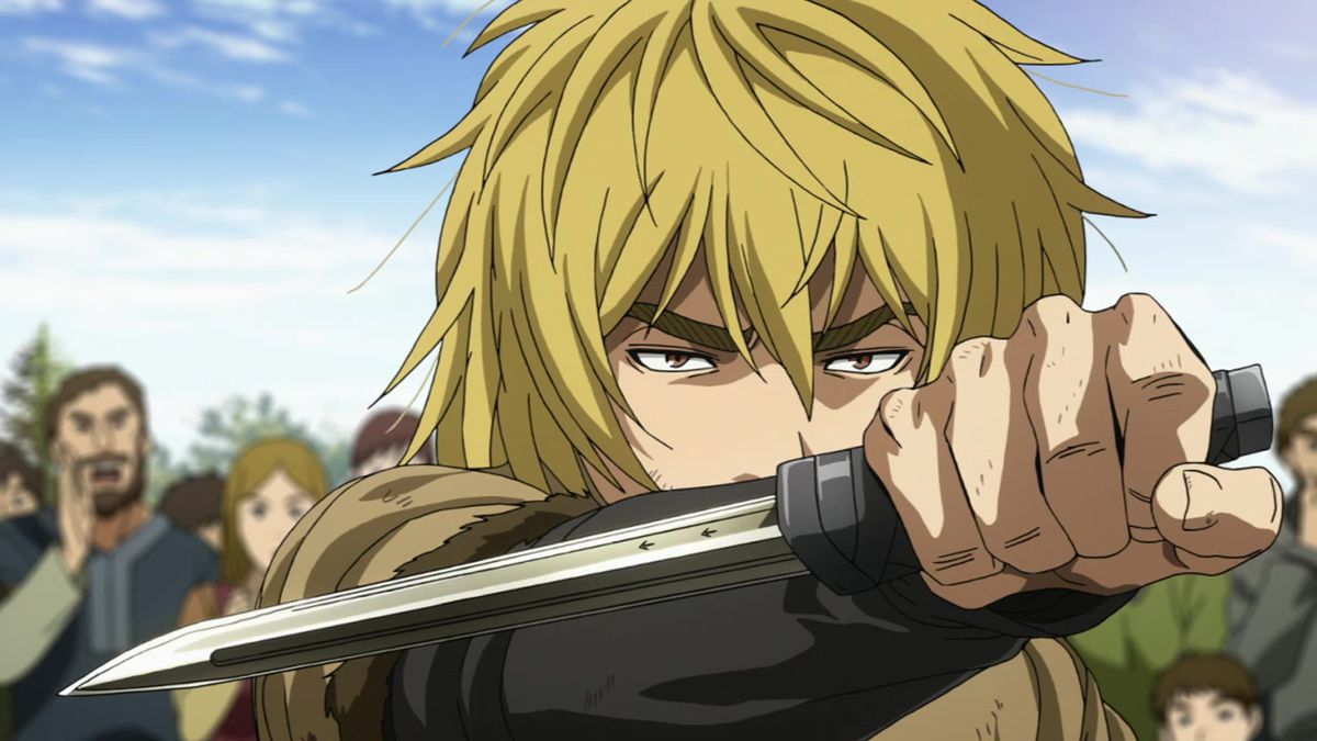 Thorfinn brandisce il coltello di suo padre in Vinland Saga.