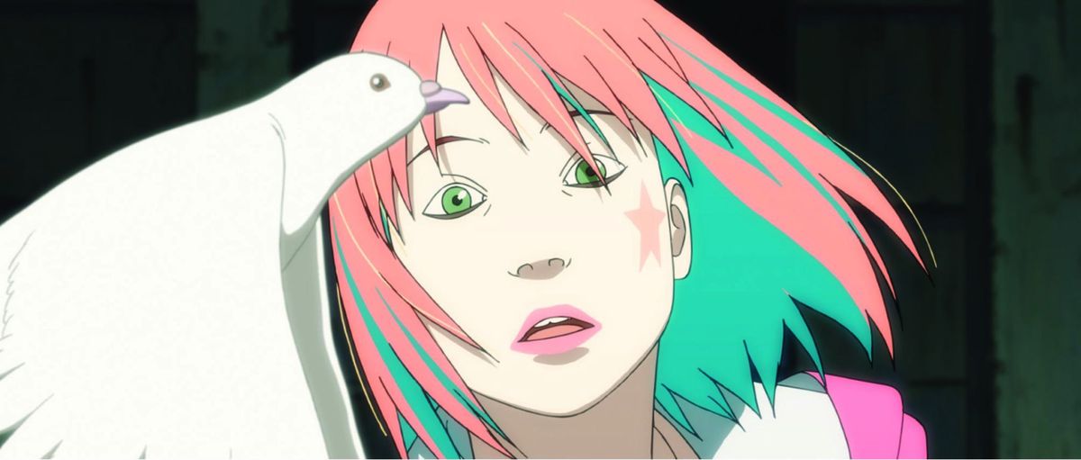 Uno screenshot di Yoko trafitto dalla vista di un uccello congelato in volo dal cortometraggio di Animatrix