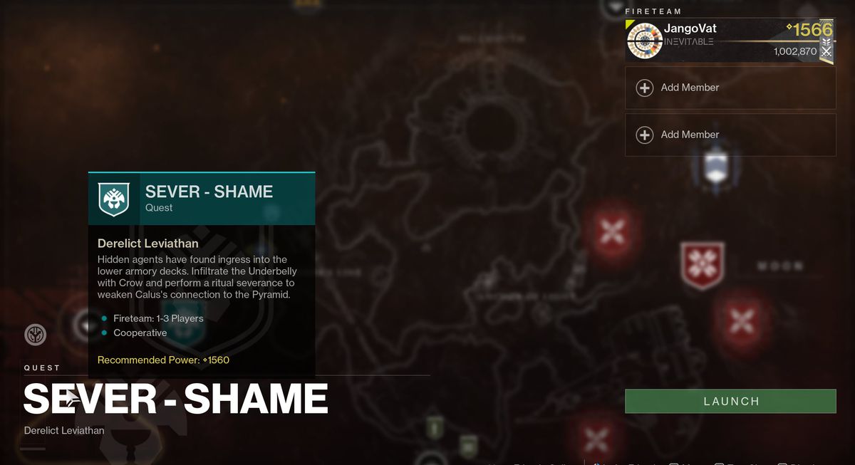 La selezione del regista per la missione Sever - Shame in Destiny 2: Season of the Haunted