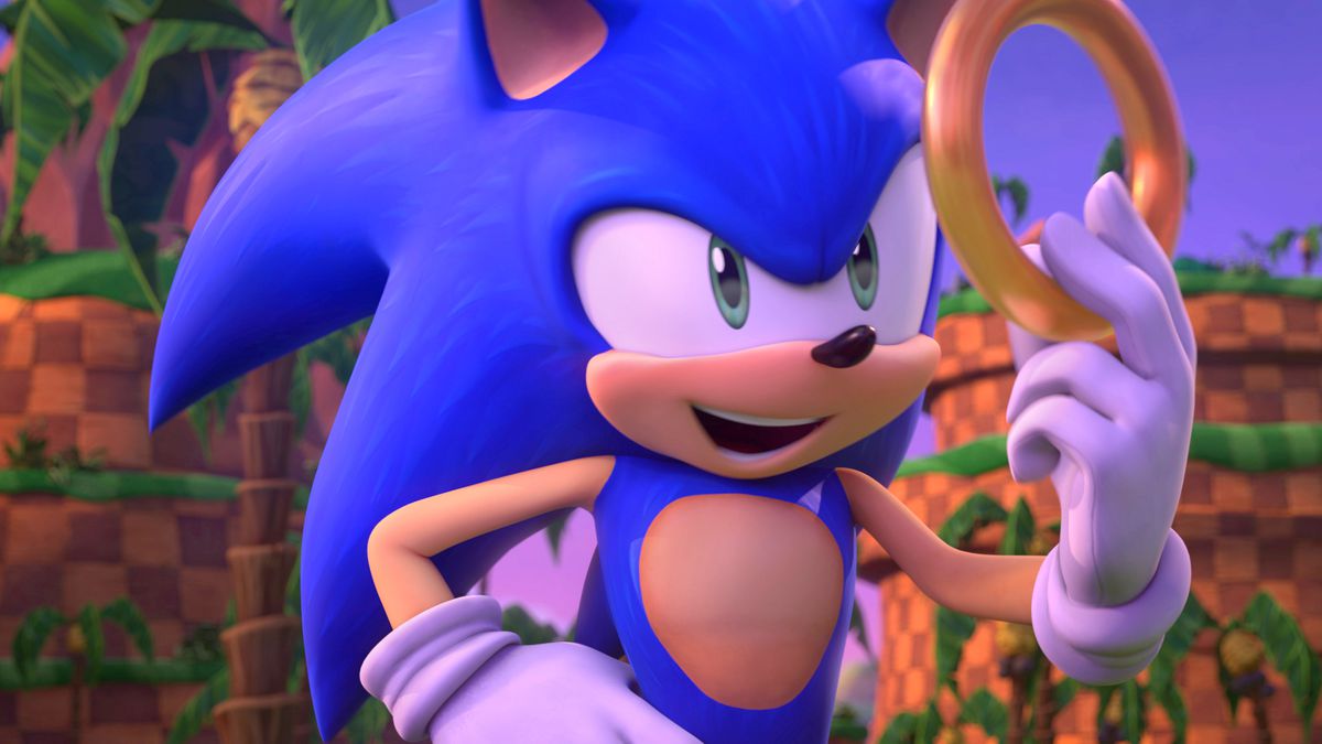 sonic che regge un anello d'oro