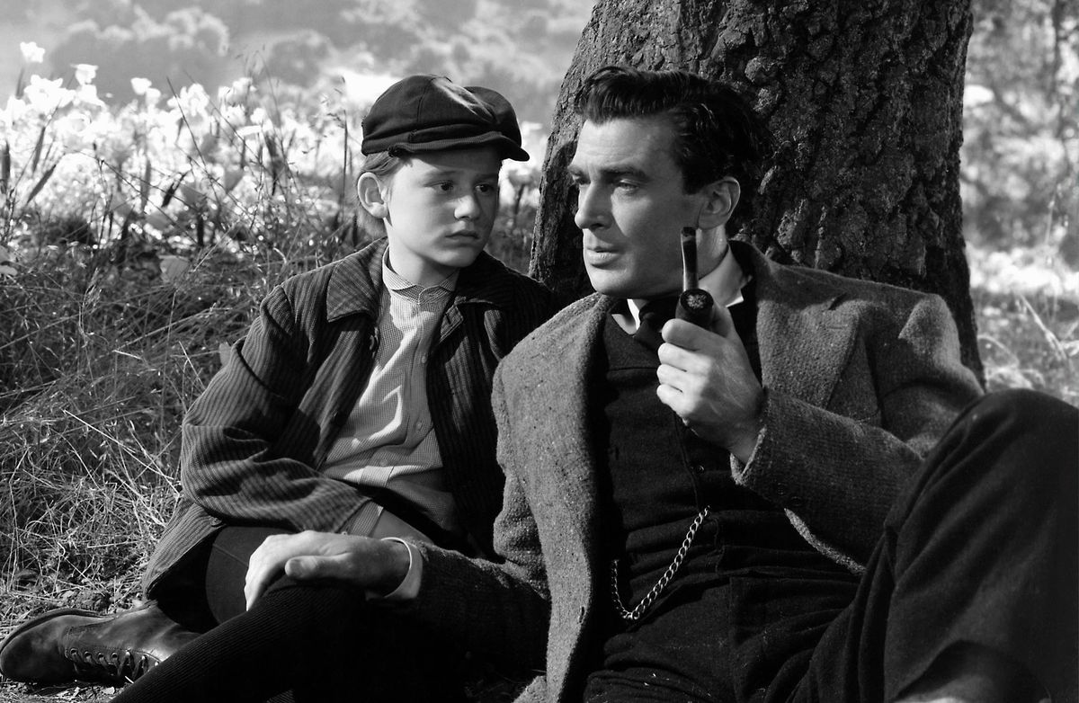 Mr. Gruffydd (Walter Pidgeon) e Huw Morgan (Roddy McDowall) in How Green Was My Valley.