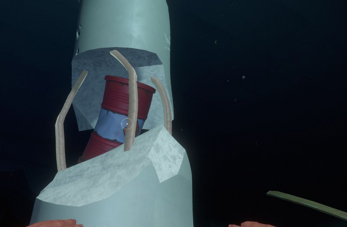 Un pilastro rotto con un barile esplosivo all'interno