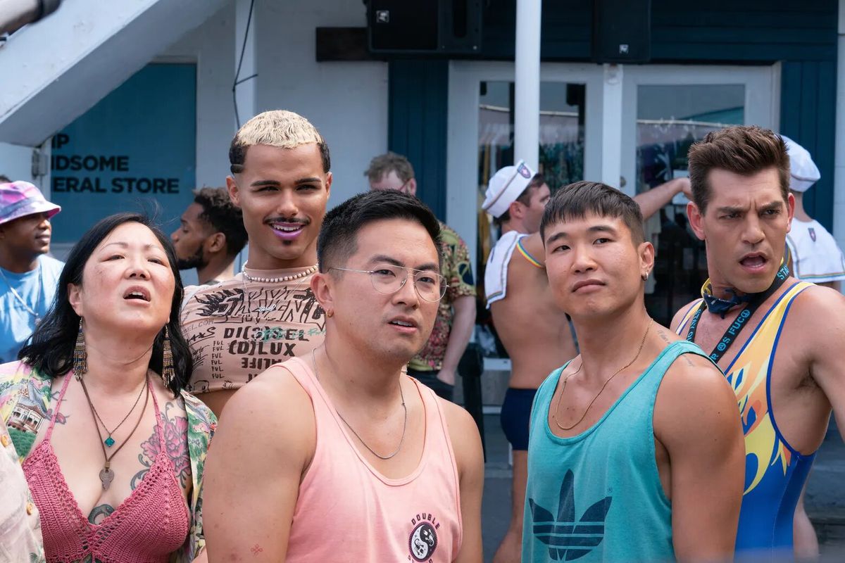 Margaret Cho, Tomas Matos, Bowen Yang, Joel Kim Booster e Matt Rogers in Fire Island.
