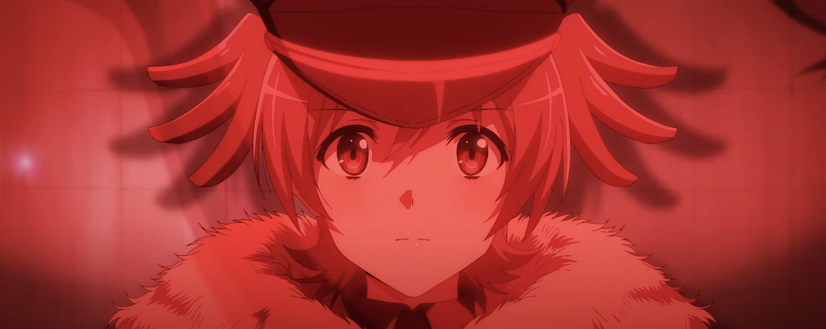 Un personaggio di Revue Starlight: The Movie, illuminato interamente in rosso