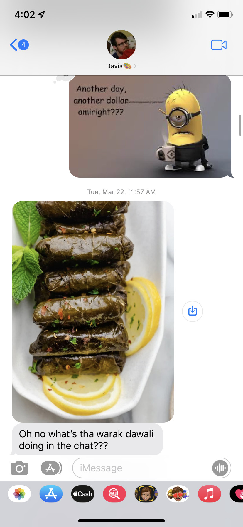una conversazione di testo che coinvolge un servitore e un warak dawali