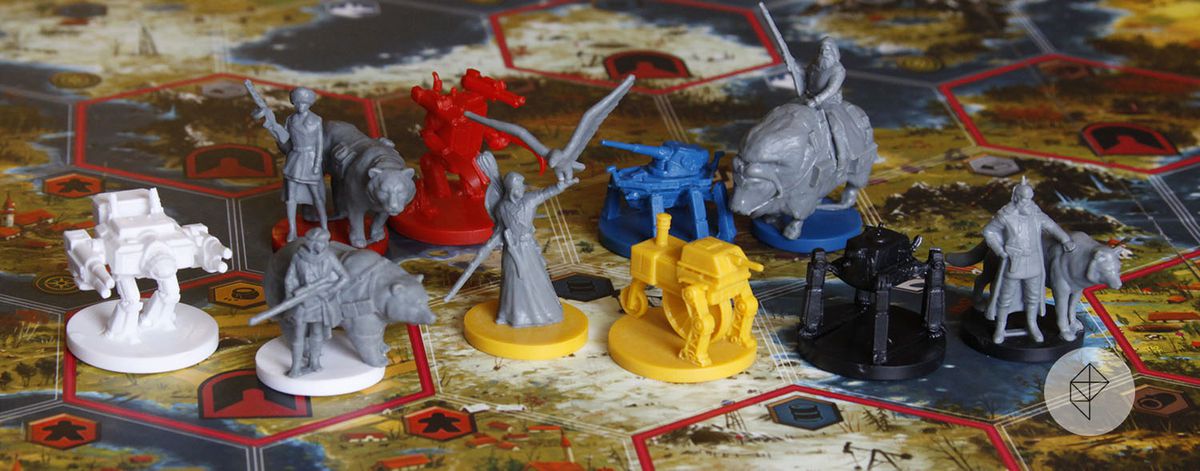 una foto di miniature del gioco da tavolo Scythe