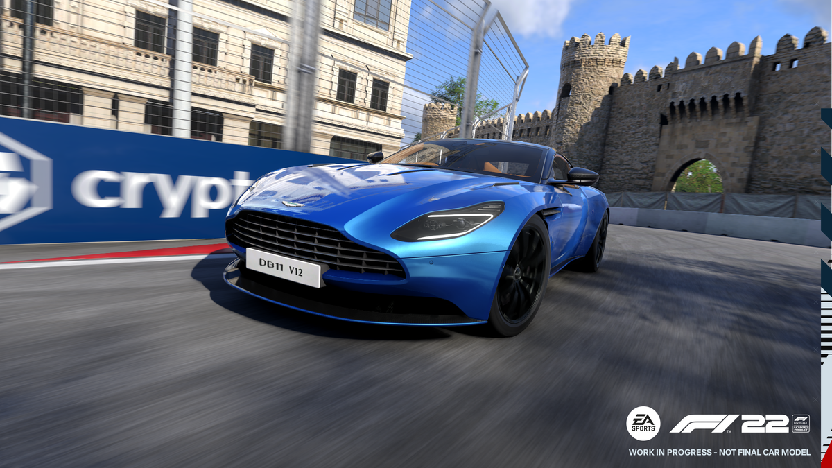 Supercar Aston Martin DB11 a Baku in F1 22