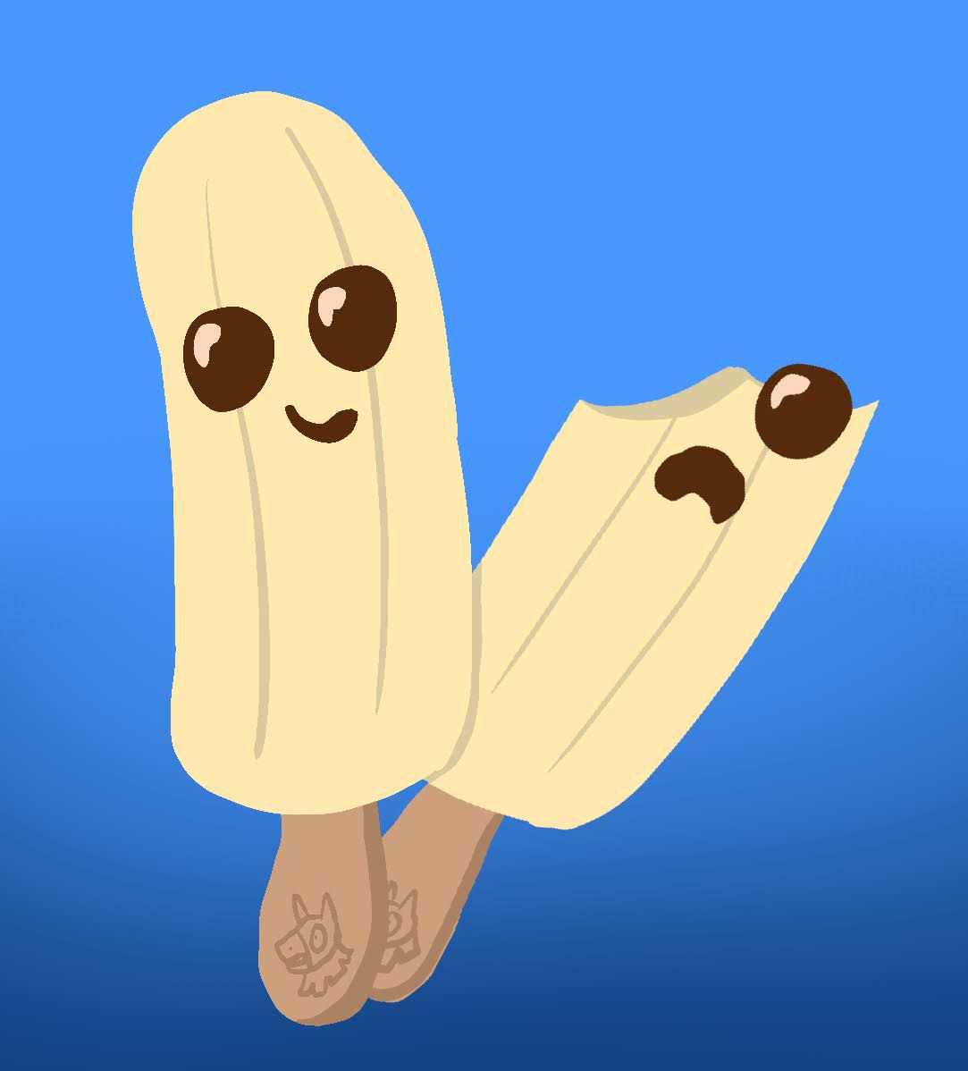 Un'illustrazione del personaggio di Fortnite Peely come una banana congelata