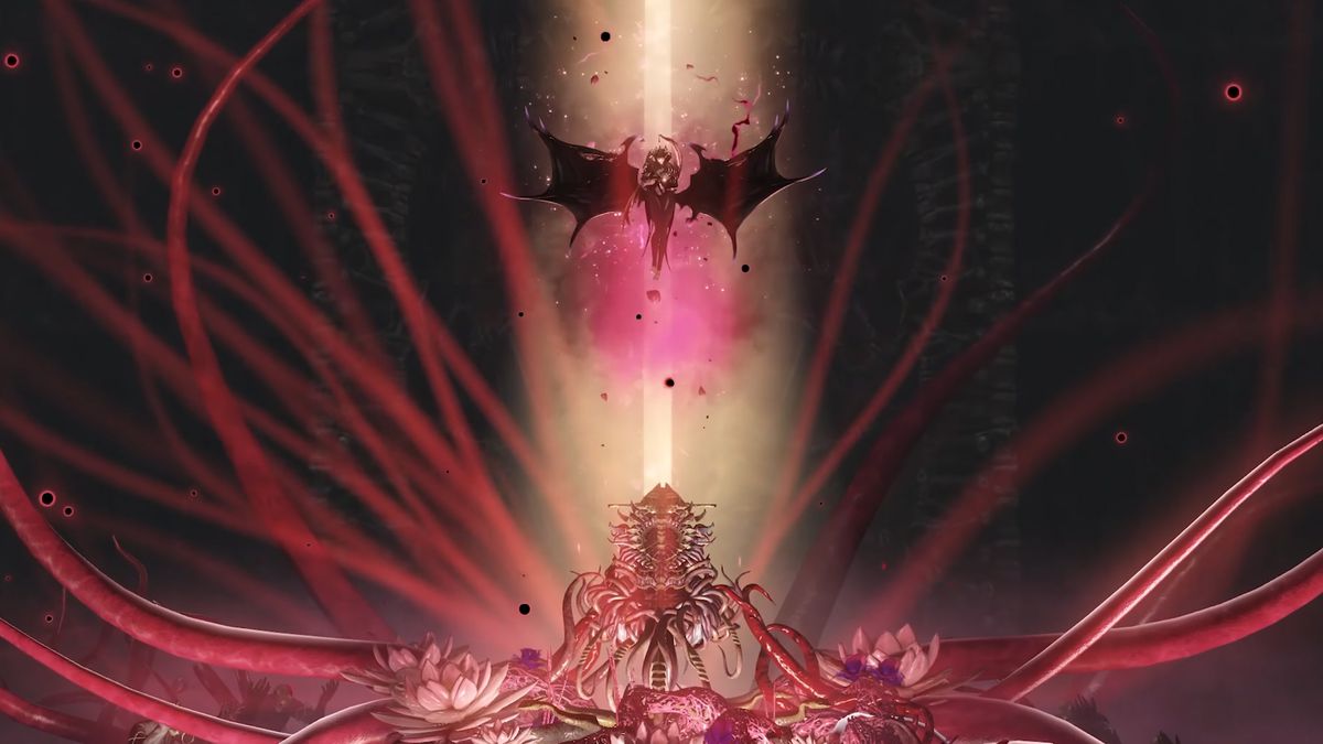 Vykas, il capo di uno dei raid della legione di Lost Ark, spiega le ali per alzarsi in aria