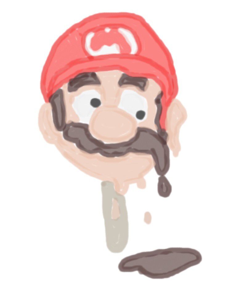un ghiacciolo mario che sta gocciolando gelato al cioccolato sul pavimento.