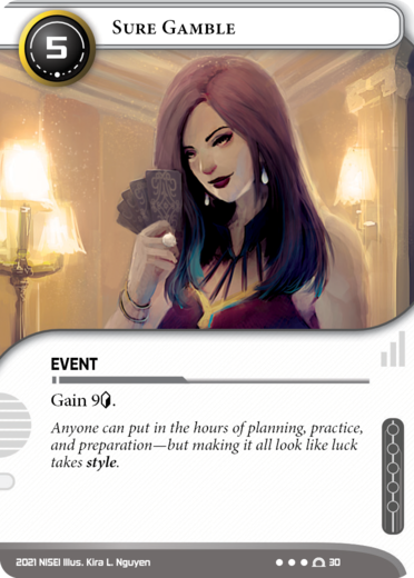 Sure Gamble ĆØ un evento, con una donna dai capelli lunghi che guarda una mano di carte in un salotto decorato.