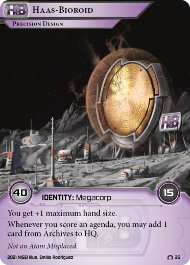 HAAS-BIOROID mostra un cartellone pubblicitario su una superficie lunare. Sembra che un riflettore gigante stia raccogliendo plasma.