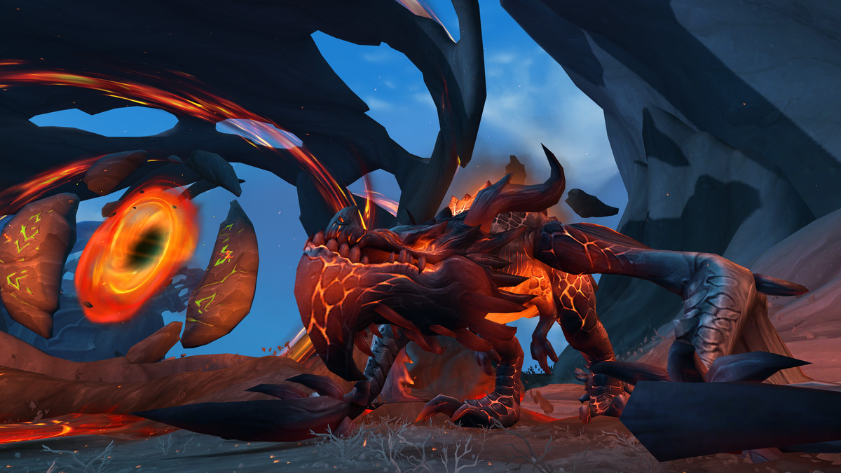 World of Warcraft: un terrificante Proto-Drake inzuppato di lava insegue la sua preda nell'area azzurra