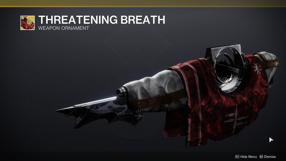 L'alito minaccioso Tocco della malizia Ornamento esotico per fucile da ricognizione in Destiny 2: Stagione del bottino