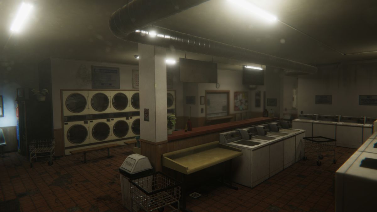 Una lavanderia a gettoni dall'aspetto deprimente in Arcade Paradise