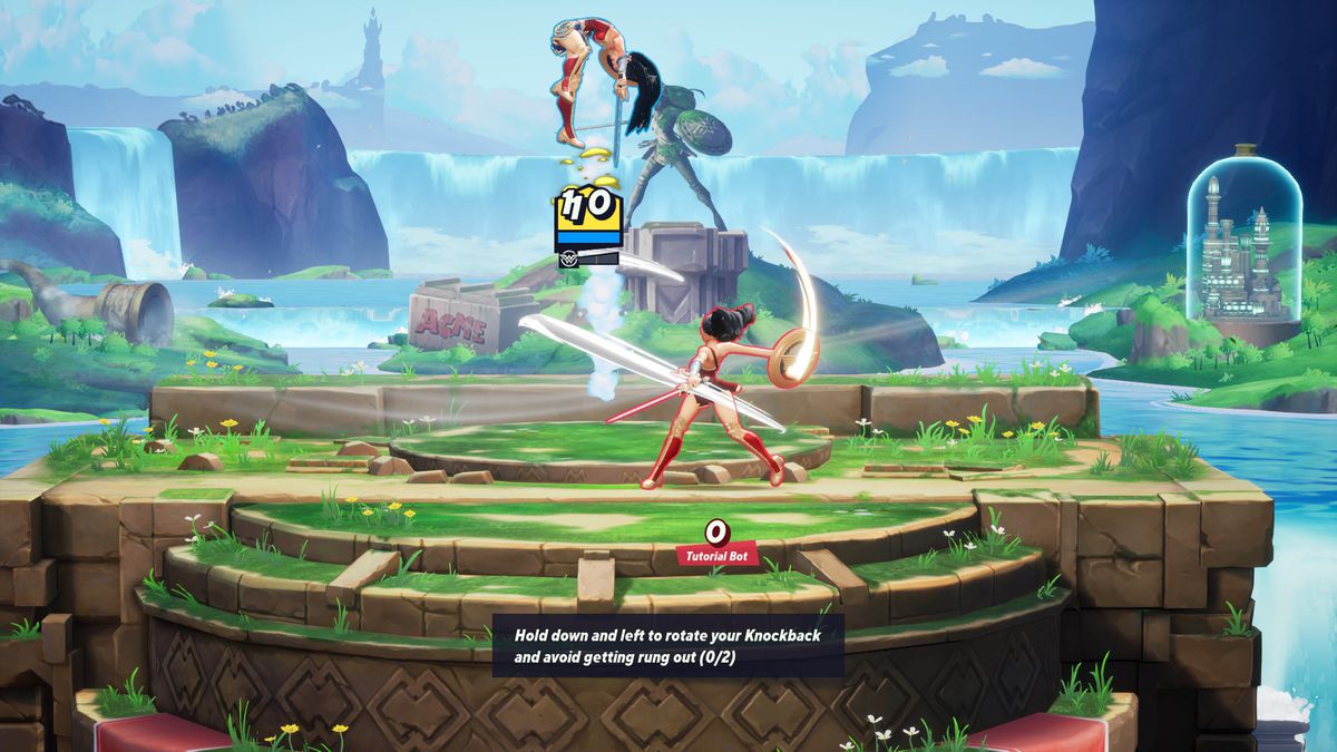 Il tutorial sull'influenza del knockback in MultiVersus ha una versione CPU di Wonder Woman che combatte contro di te - ed è difettoso, quindi è quasi impossibile cancellarlo
