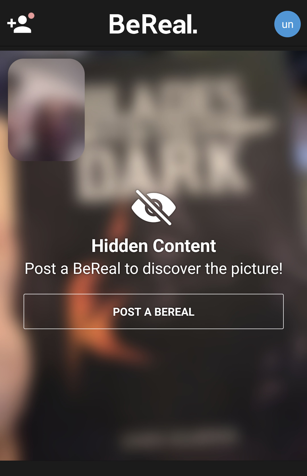 Uno screenshot di BeReal con un