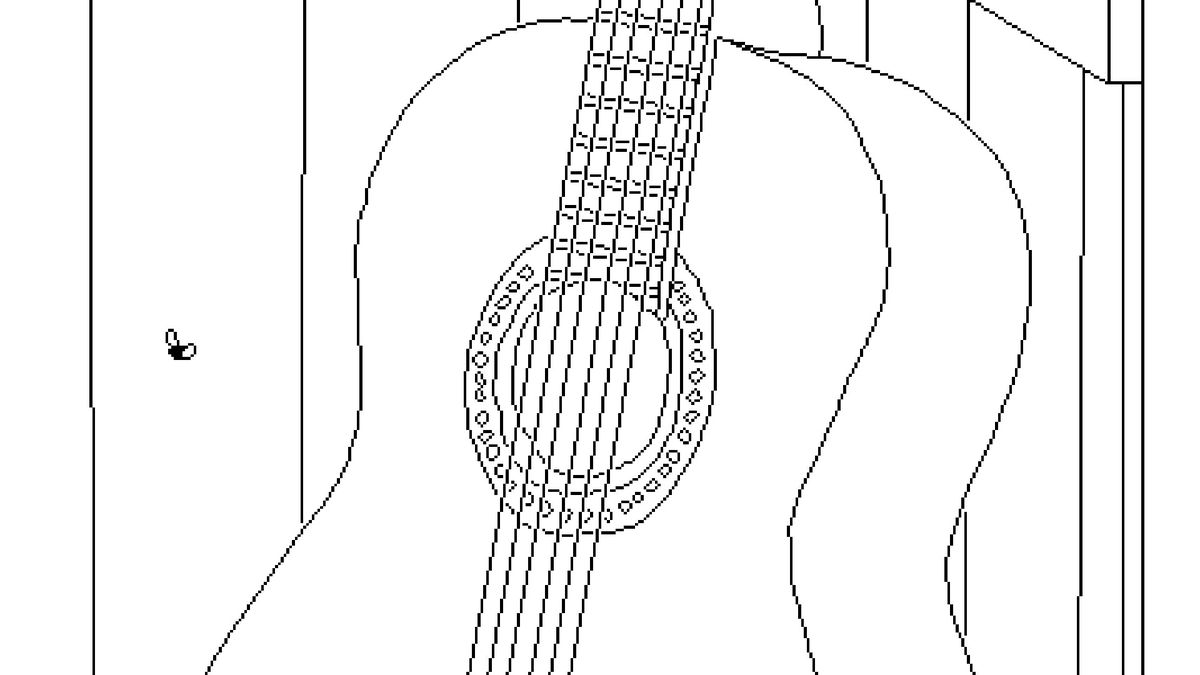 Una mosca domestica vola via da una chitarra acustica in uno screenshot di Time Flies