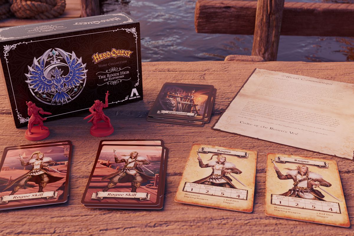 Le carte mostrano le statistiche del ladro, 1/2/5/4, insieme a una carta narrativa.