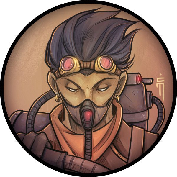 Un segnalino personaggio di un personaggio femminile che indossa uno zaino. Sembra che stiano guidando un veicolo.