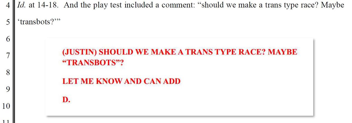 (Justin) Dovremmo fare una gara di tipo trans?  Forse 