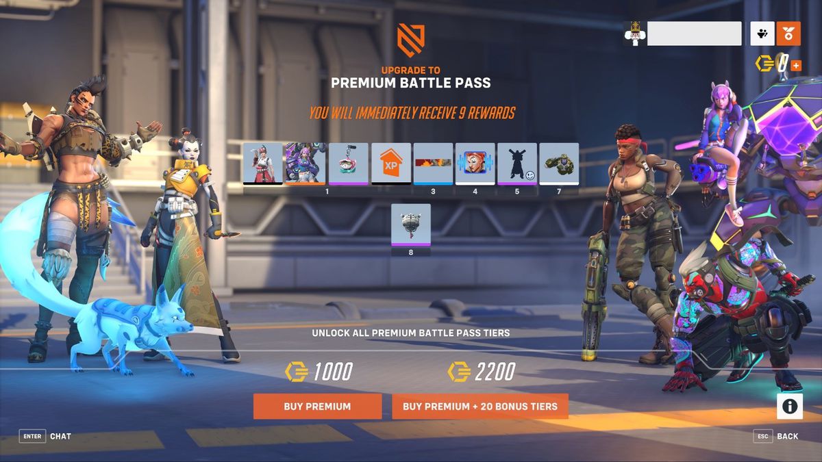 Un menu in Overwatch 2 che mostra la schermata dell'offerta
