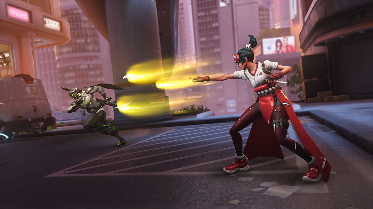 Kiriko lancia Healing Ofuda a Genji in Overwatch 2