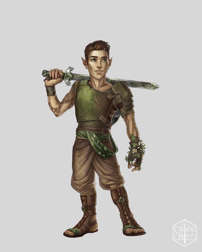 Grafica del personaggio per Orym, che mostra un omino con sandali e fiori sulla mano sinistra.