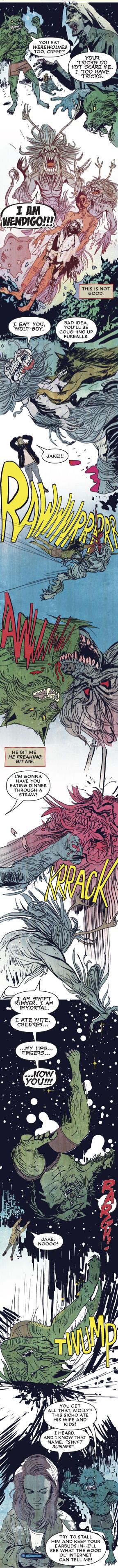 Molly e Jake combattono contro Wendondo in Marvel Infinity's Werewolf by Night.