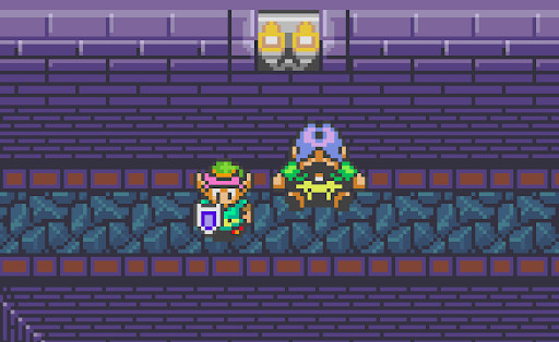 Uno screenshot mostra Link con un accento rosa sul cappello