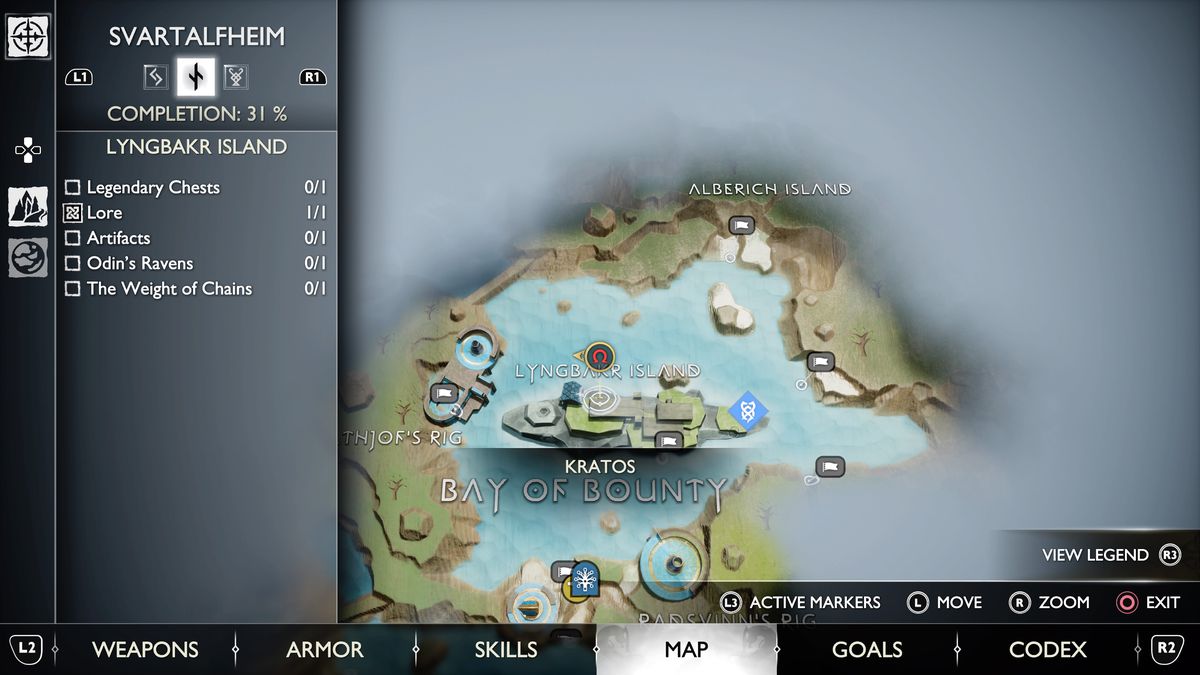 Una mappa di Svartalfheim in God of War Ragnarök