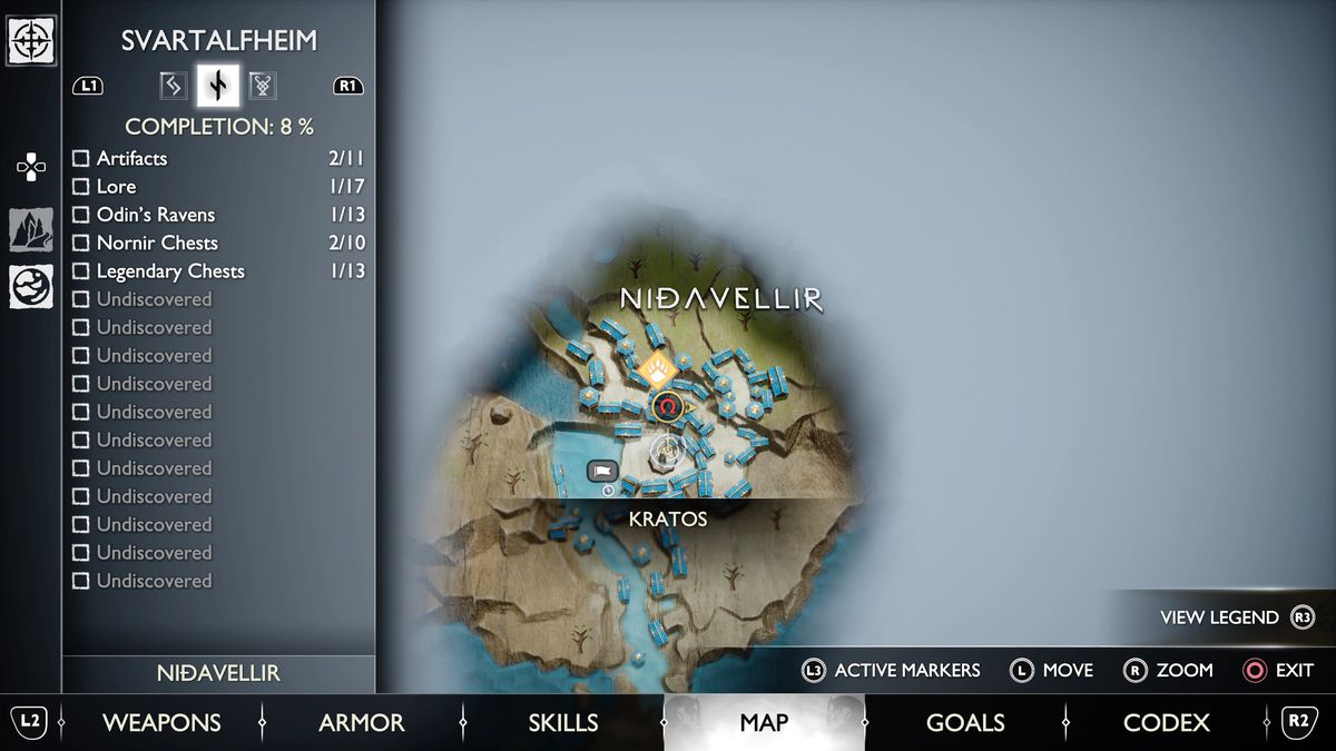 Una mappa di Svartalfheim in God of War Ragnarök