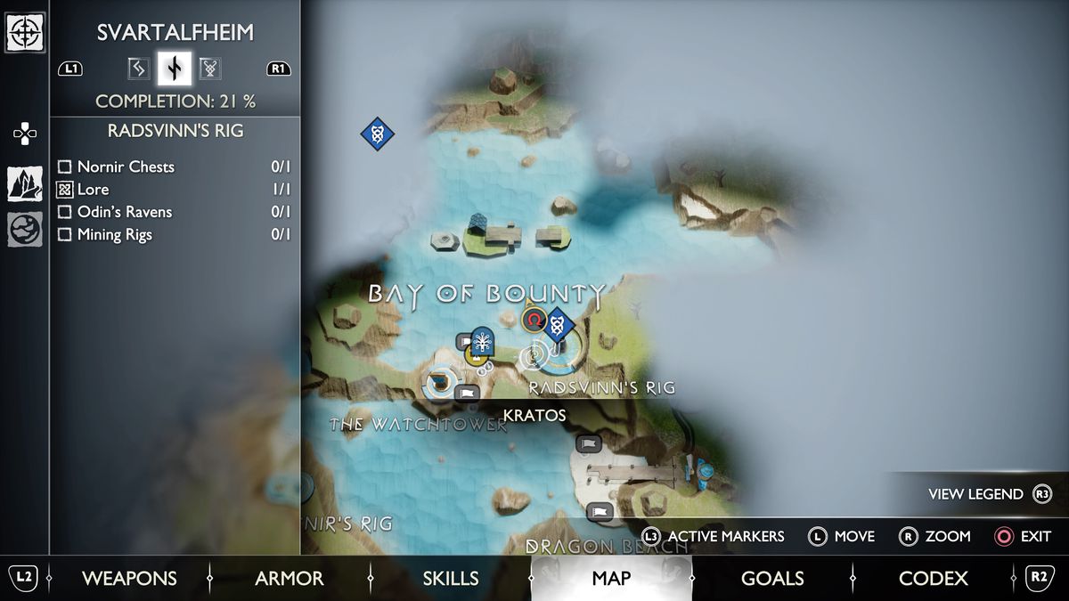 Una mappa di Svartalfheim in God of War Ragnarök