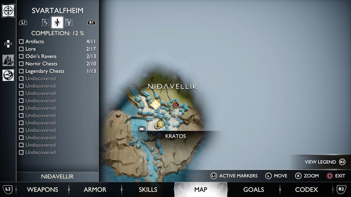 Una mappa di Svartalfheim in God of War Ragnarök