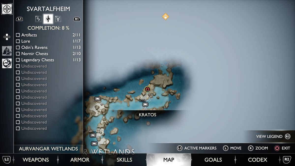 Una mappa di Svartalfheim in God of War Ragnarök