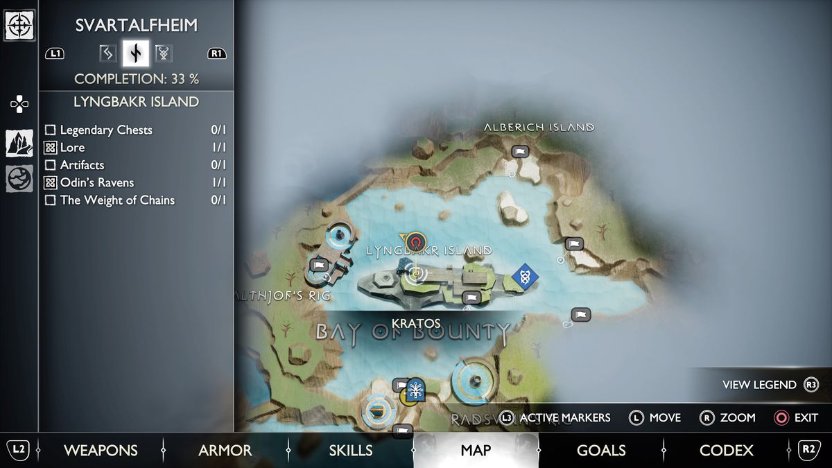 Una mappa di Svartalfheim in God of War Ragnarök