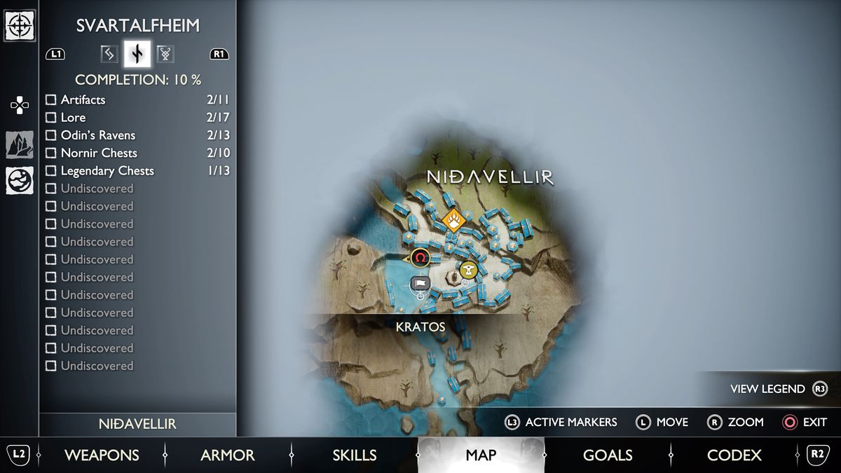 Una mappa di Svartalfheim in God of War Ragnarök