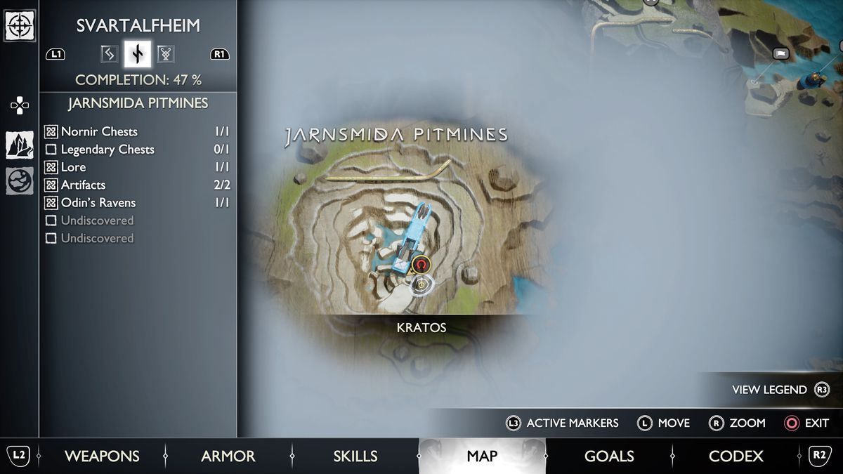 Una mappa di Svartalfheim in God of War Ragnarök