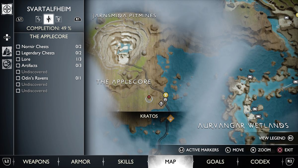 Una mappa di Svartalfheim in God of War Ragnarök