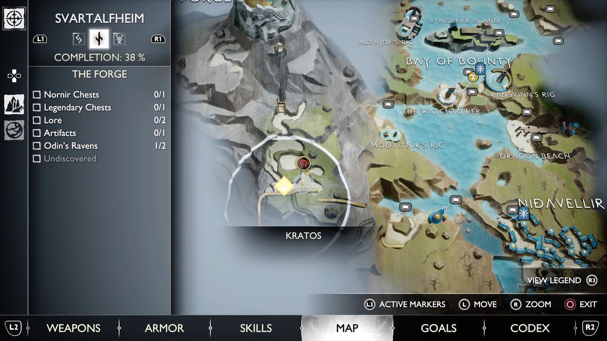 Una mappa di Svartalfheim in God of War Ragnarök