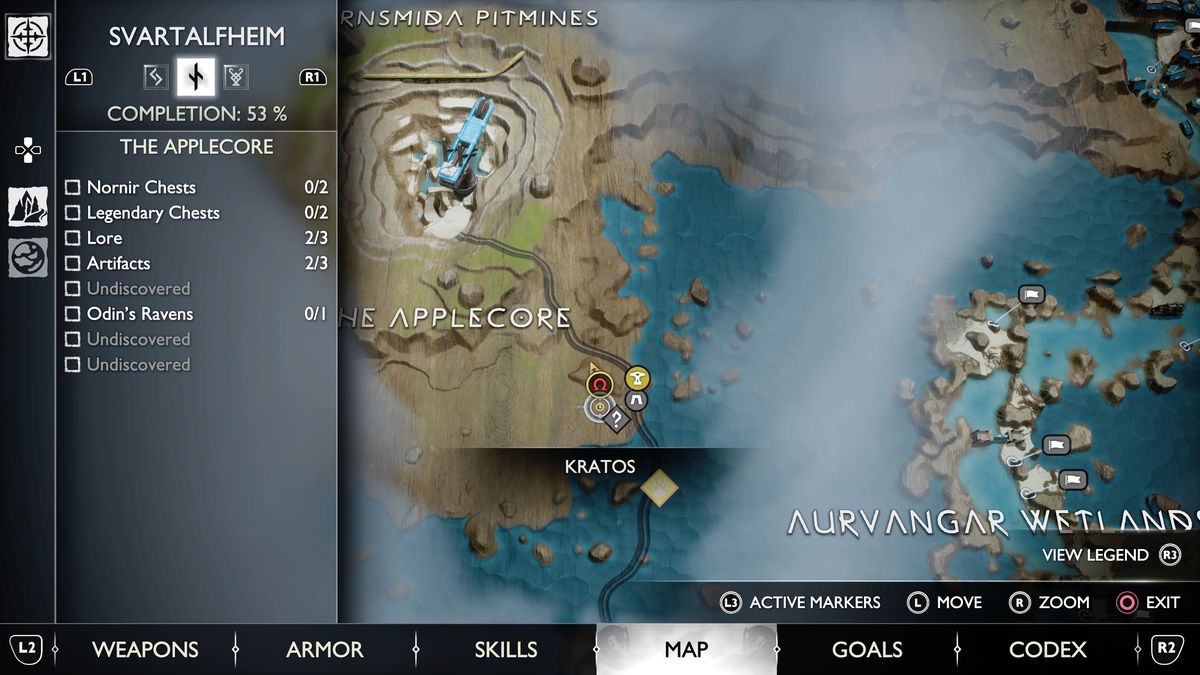 Una mappa di Svartalfheim in God of War Ragnarök