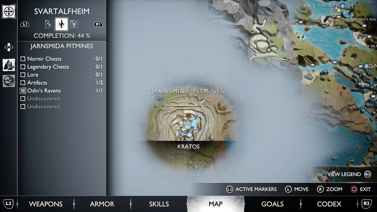 Una mappa di Svartalfheim in God of War Ragnarök