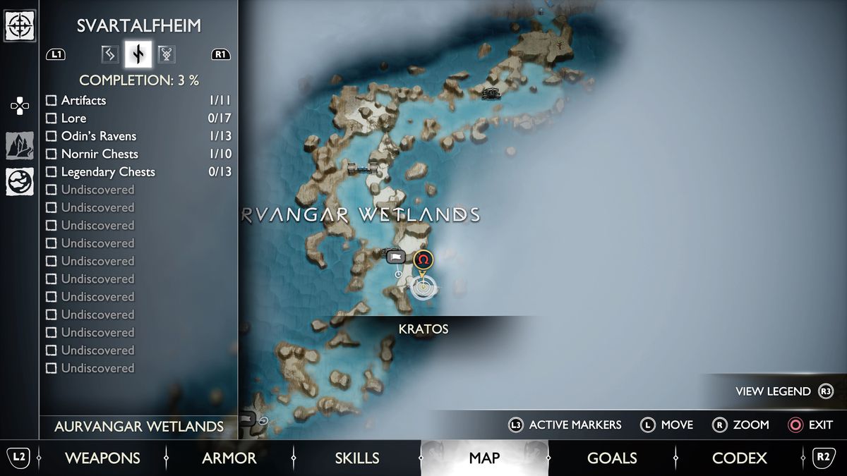 Una mappa di Svartalfheim in God of War Ragnarök