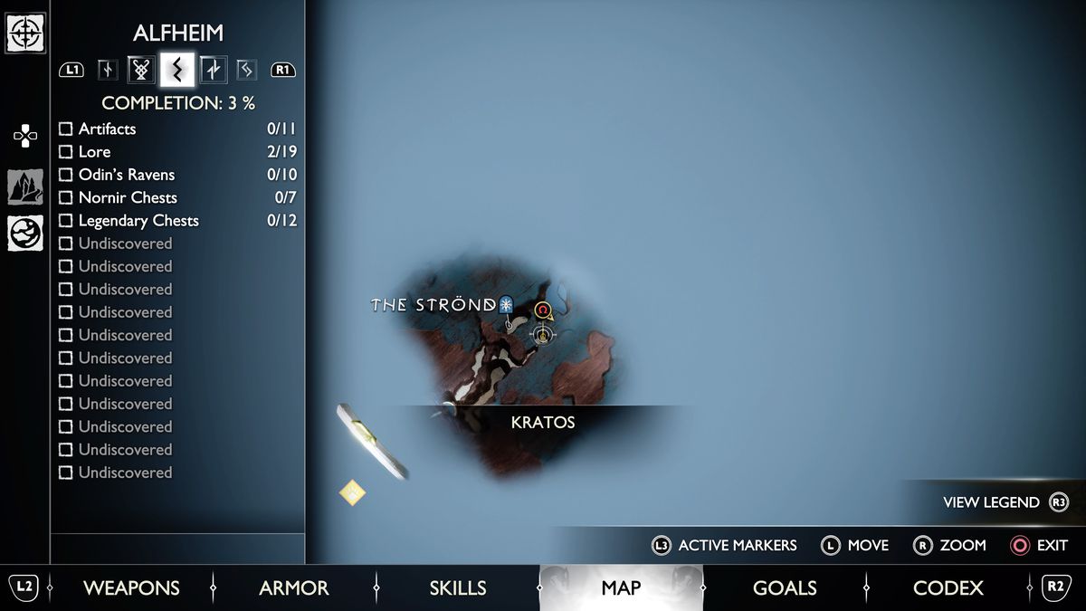 Una mappa di Alfheim in God of War Ragnarok