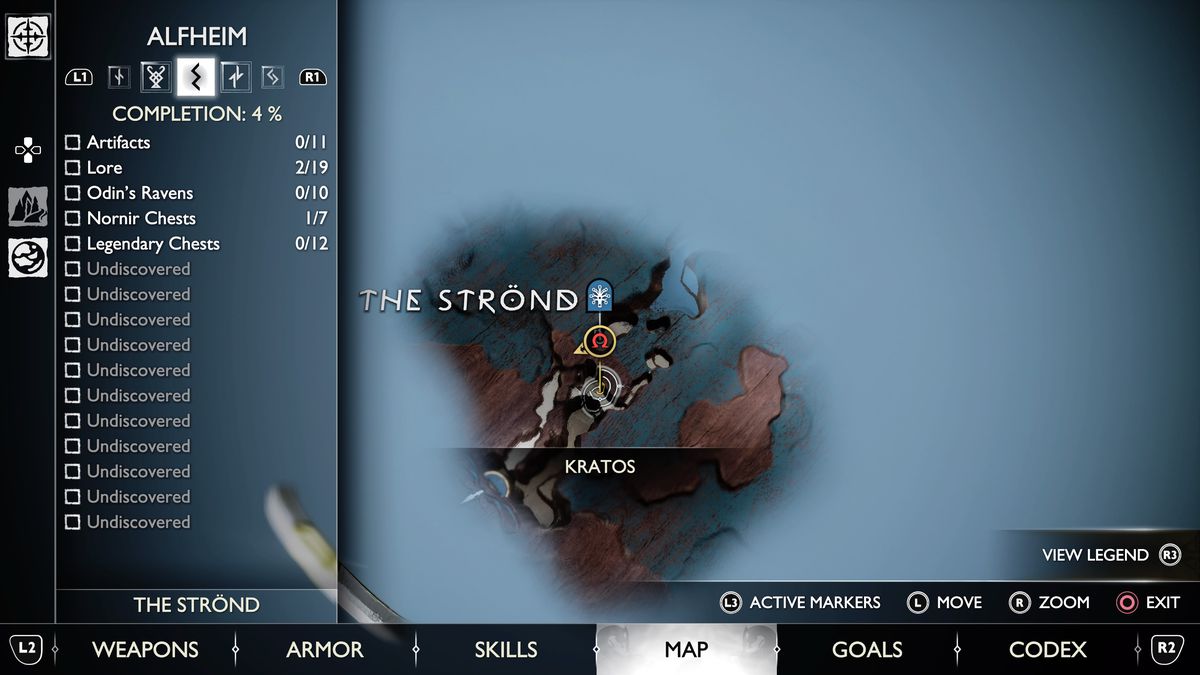 Una mappa di Alfheim in God of War Ragnarok