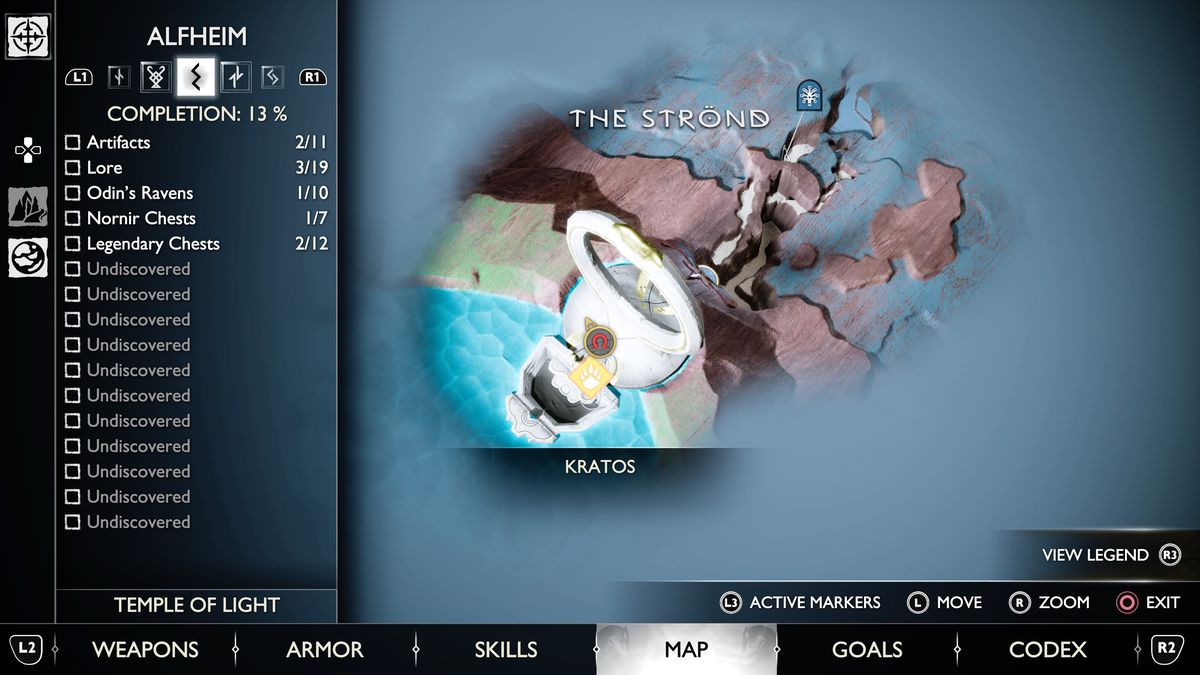 Una mappa di Alfheim in God of War Ragnarok