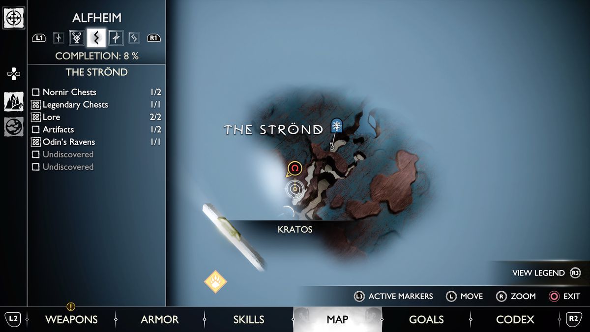 Una mappa di Alfheim in God of War Ragnarok