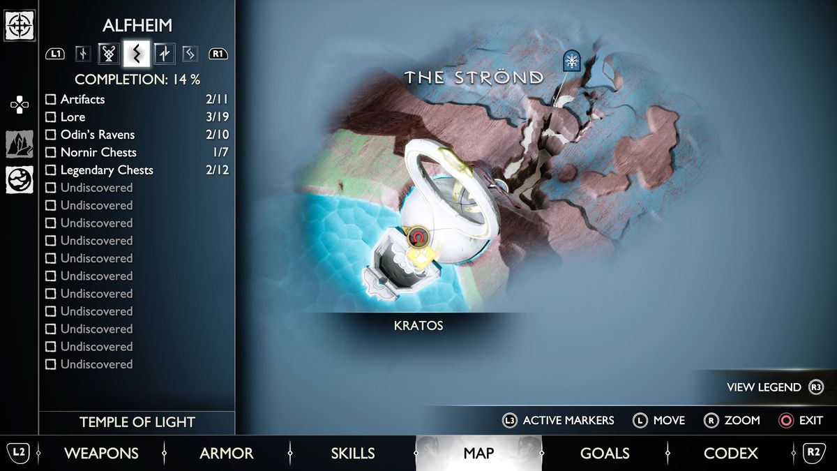 Una mappa di Alfheim in God of War Ragnarok