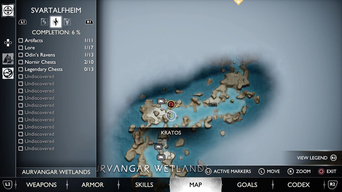 Una mappa di Svartalfheim in God of War Ragnarök