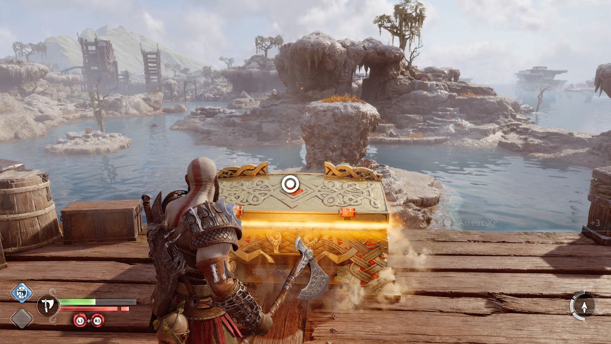 Kratos apre uno scrigno leggendario in God of War Ragnarök